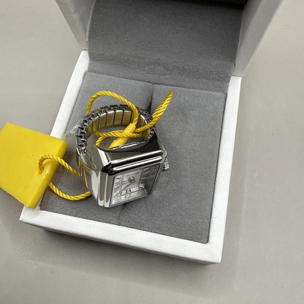 Invicta Women’s Mini Ring Watch 18 MM Stainless Steel Square Face Stretch 49894 - Picture 5 of 7